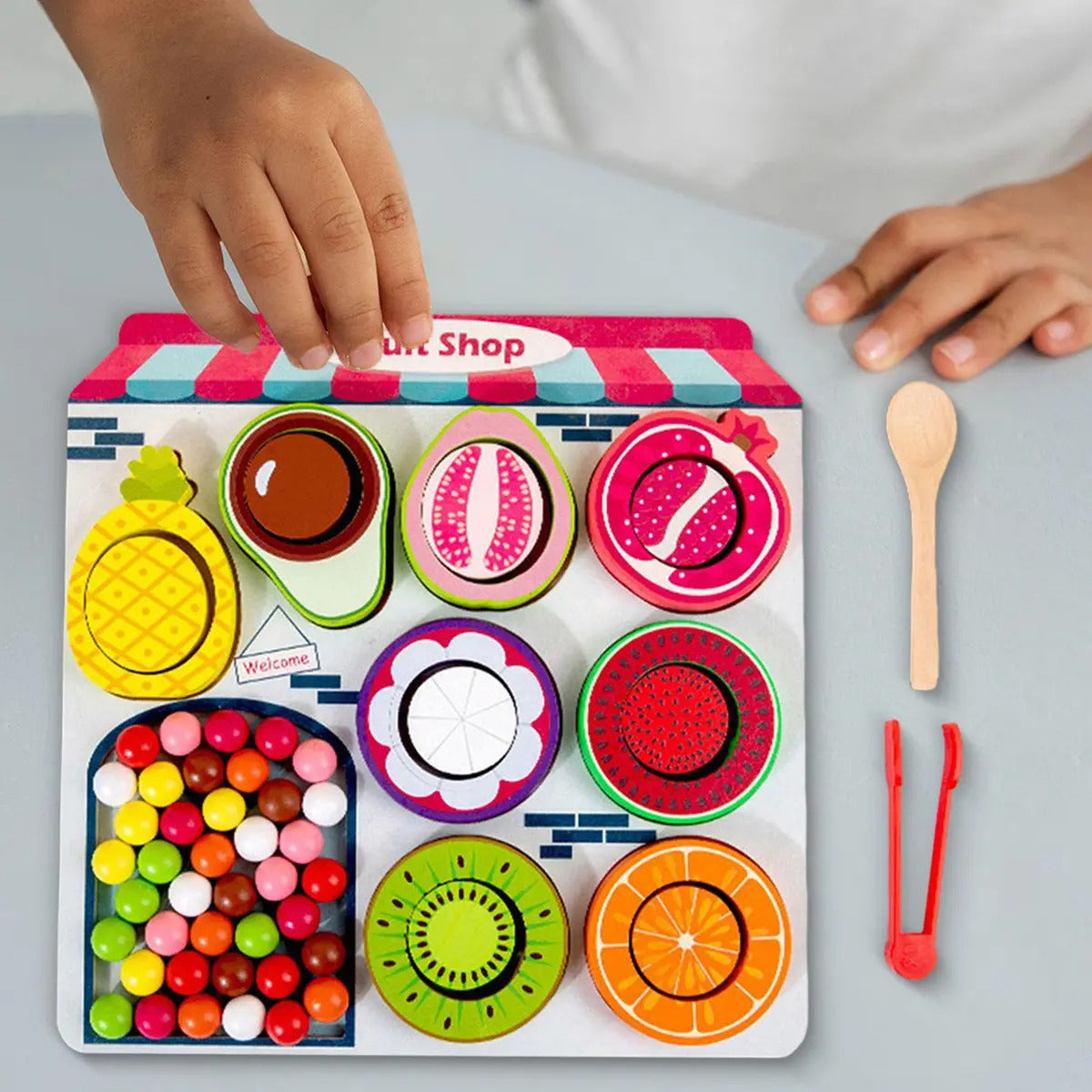 Juego Didáctico de Frutas de Madera