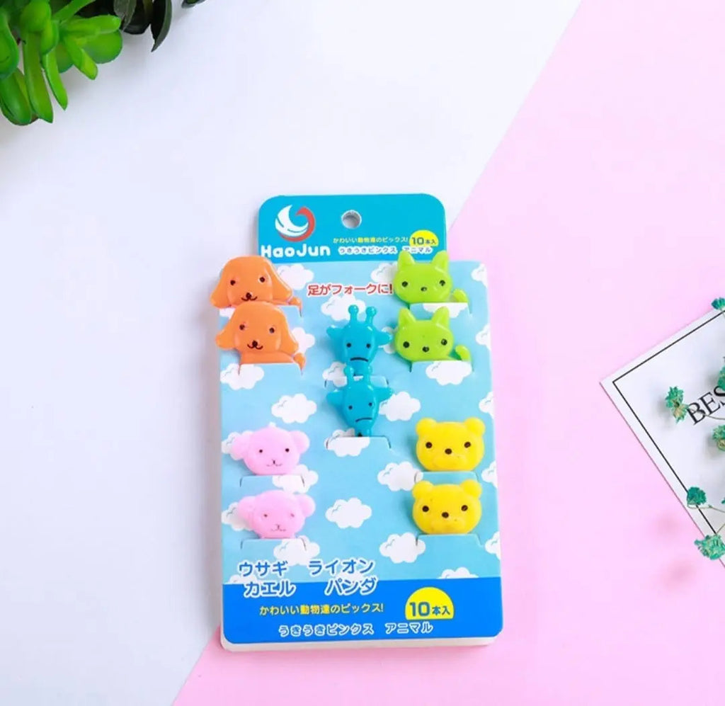 Pack de 10 Mini Tenedores de Animales para Colaciones