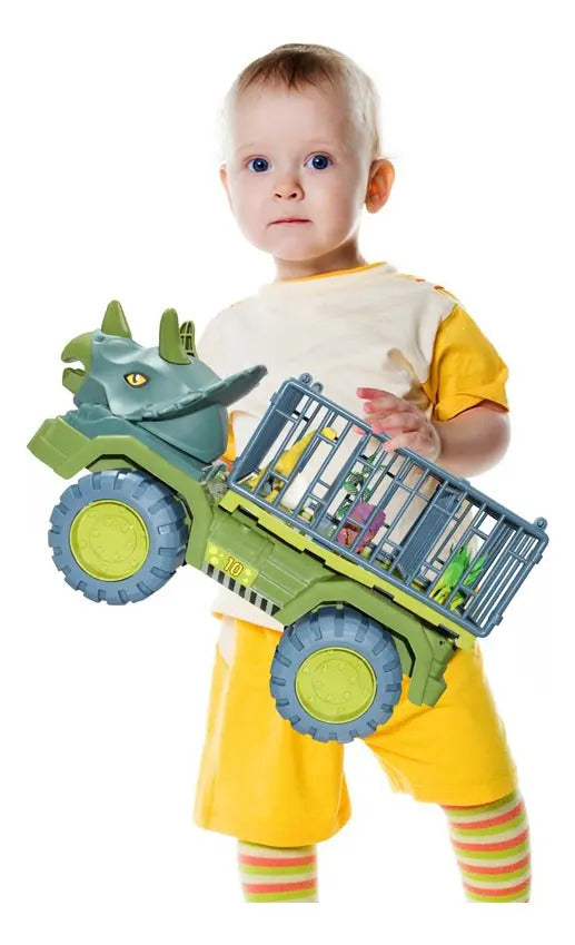 Camión Transportador Triceratops con 3 Dinosaurios