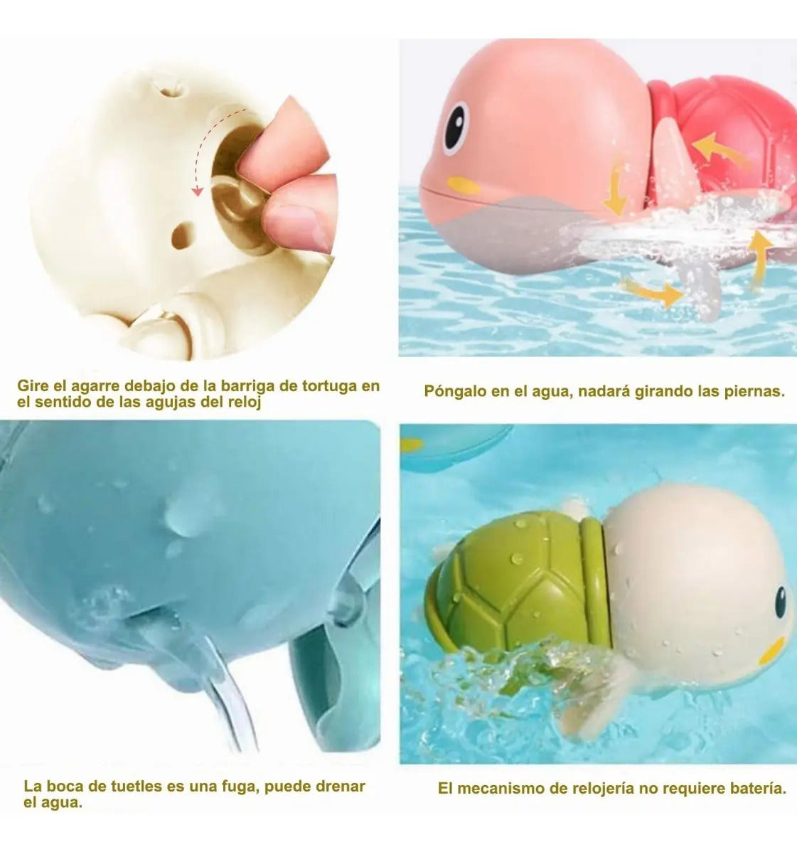 Pack de 3 Tortugas de Baño a Cuerda