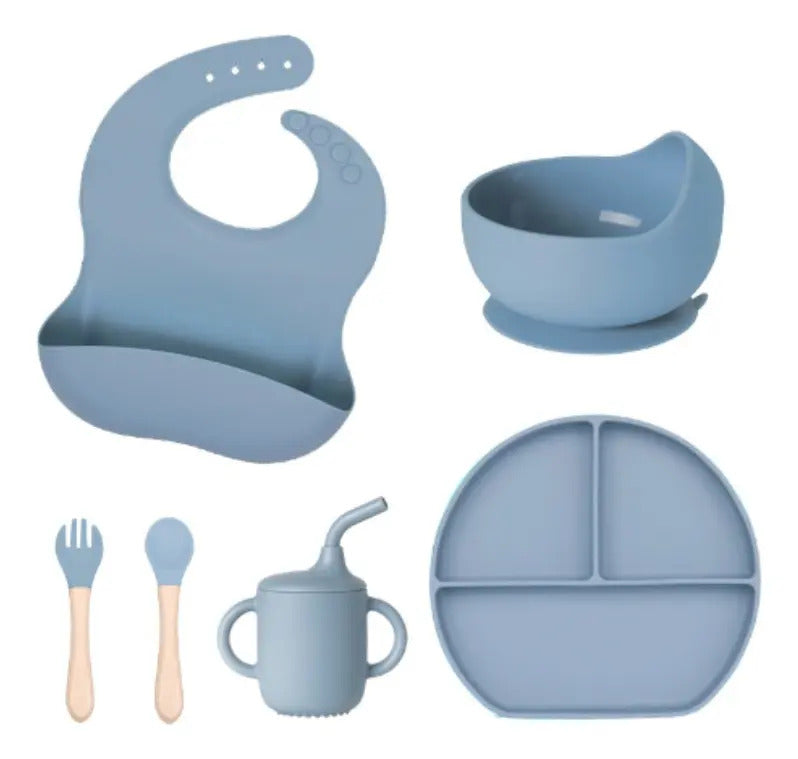 Kit de Alimentación con Plato Dividido, Babero y Vaso