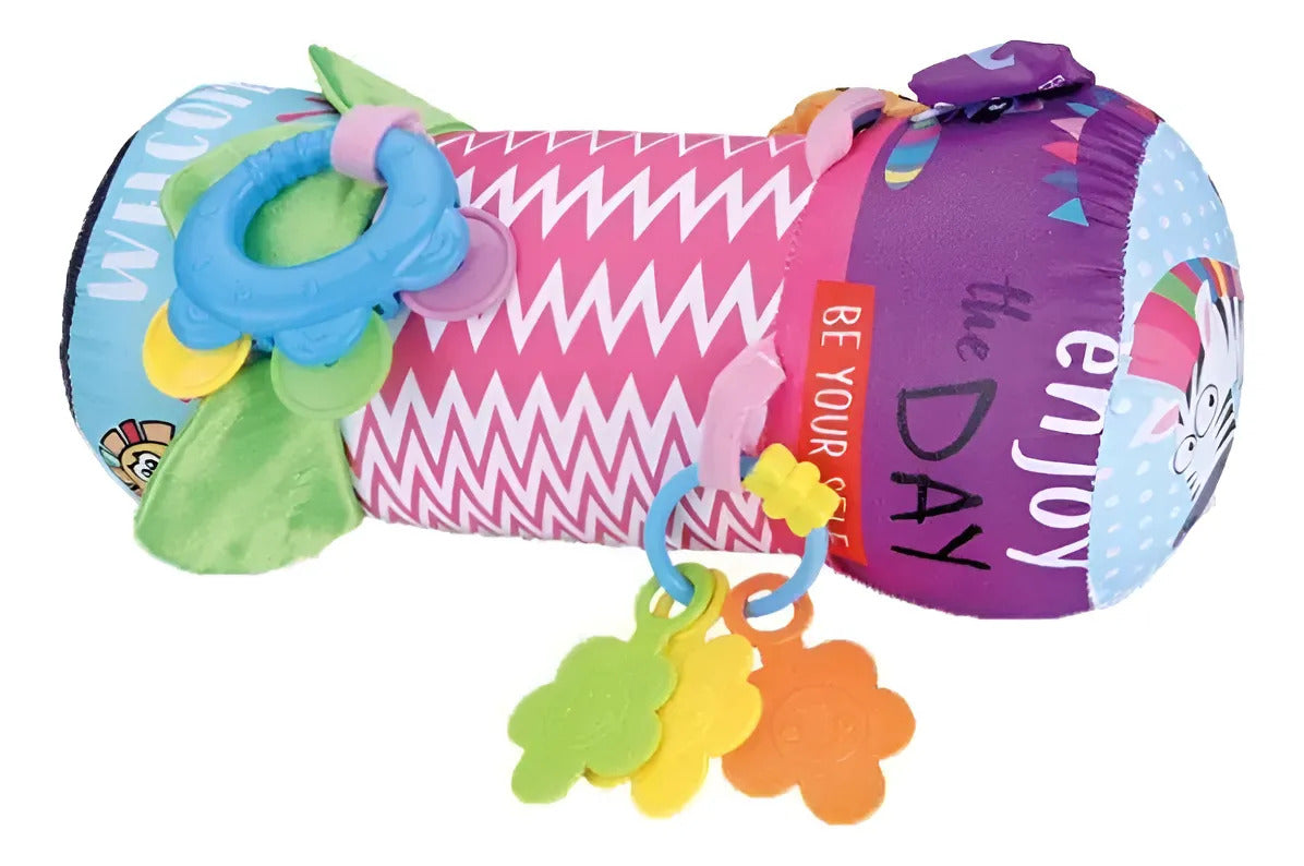 Rodillo de Peluche para Gateo con Sonajeros · 40 cm