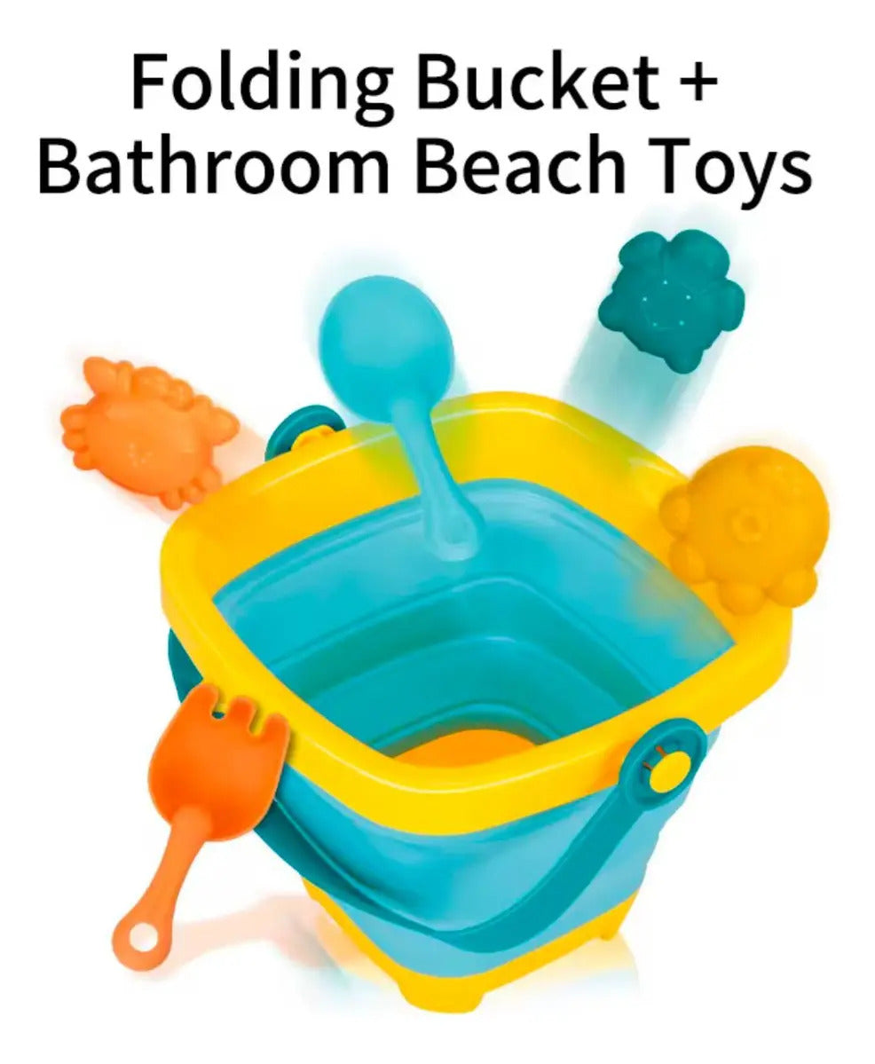 Set de Playa con Balde Plegable, Palas y Moldes