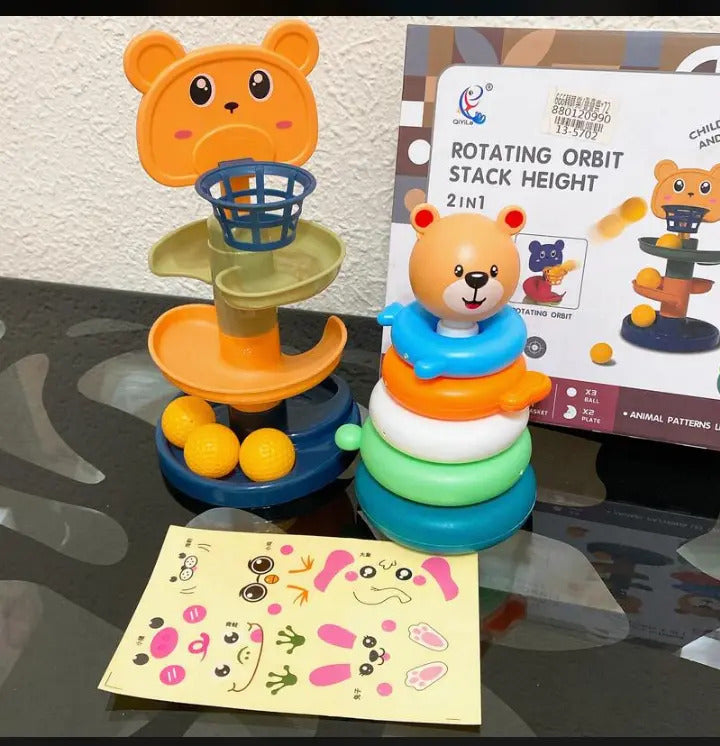 Juego 2 en 1 de Aros Apilables y Canasta de Osito, detalle