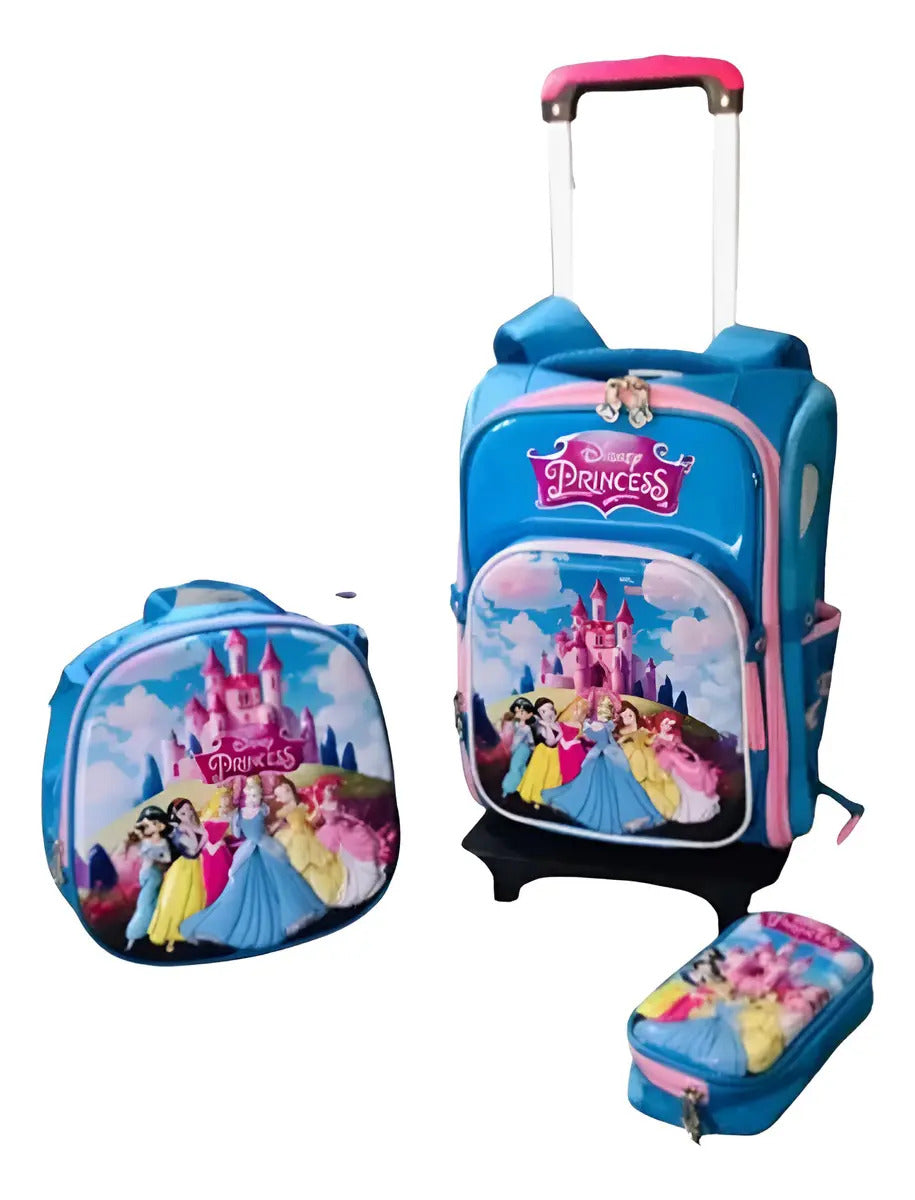 Mochila Escolar con Ruedas, Lonchera y Estuche · 3 Piezas