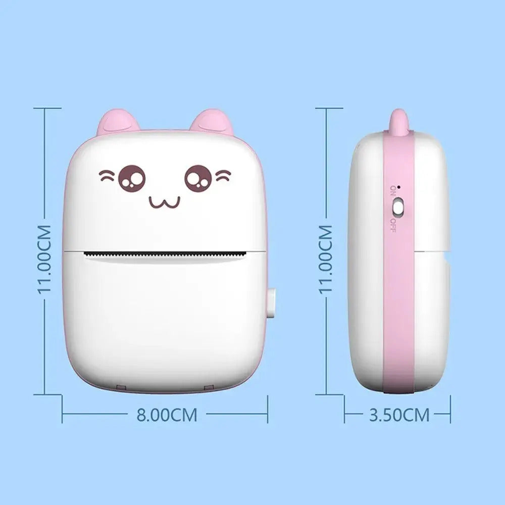Mini Impresora Térmica Gatita con Bluetooth y 11 Rollos