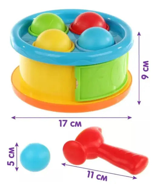 Tambor de Encaje con Martillo y 4 Pelotas