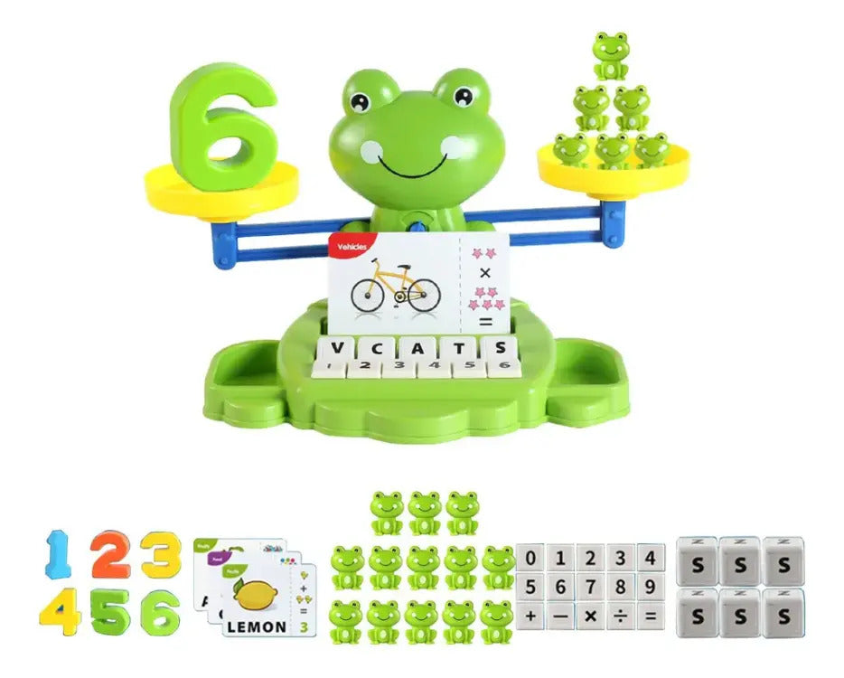 Balanza de Rana con Números, Letras y 32 Tarjetas