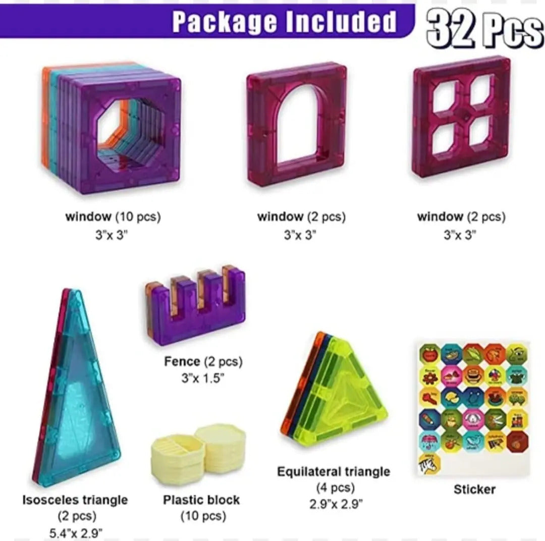 Bloques Magnéticos de Construcción · 32 Piezas