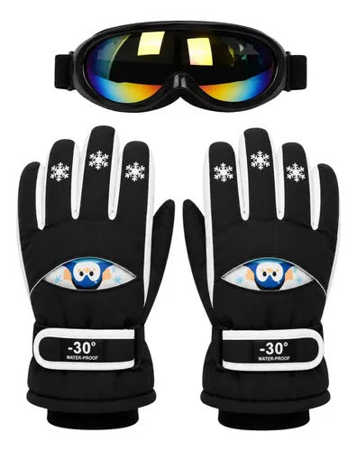 Guantes y Antiparras para Nieve · Talla Infantil 7 a 10 Años