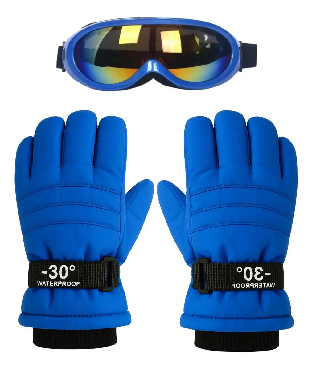 Guantes y Antiparras para Nieve · Talla Infantil 4 a 6 Años