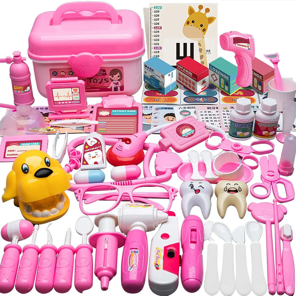 Set de Doctor y Dentista de Juguete · 63 Piezas Rosa