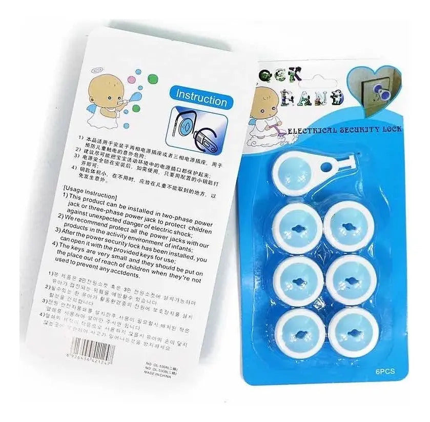 Pack de 6 Tapas de Enchufe Redondo con Llave