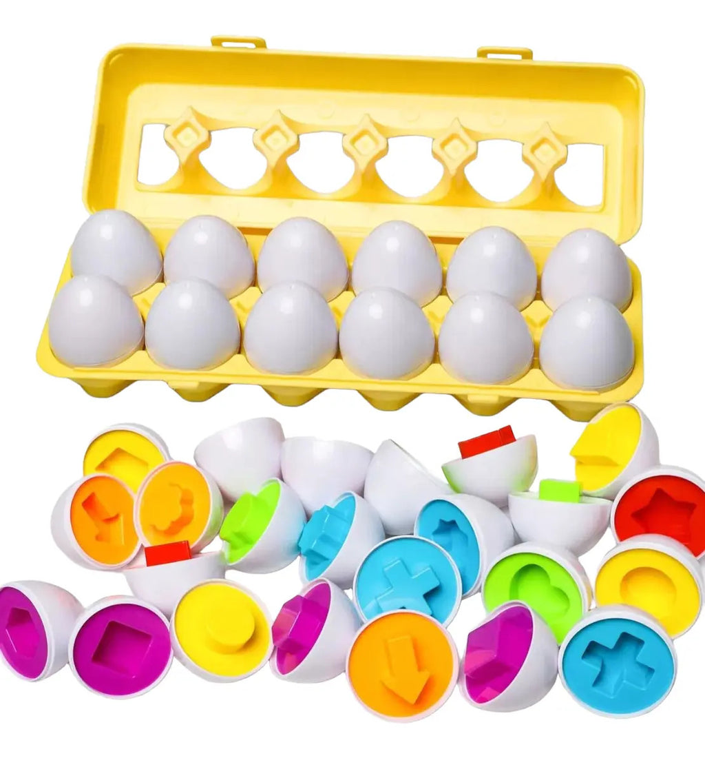 Juego de 12 Huevos de Encaje con Formas y Colores