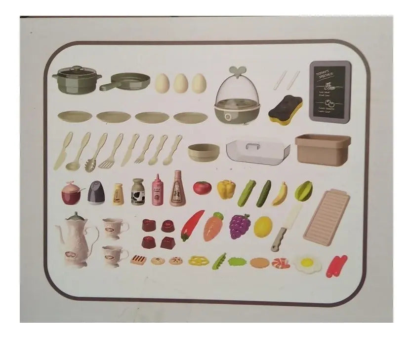 Cocina de Juguete con Agua, Vapor y Sonido · 65 Piezas