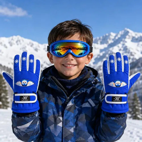 Guantes y Antiparras para Nieve · Talla Infantil 7 a 10 Años