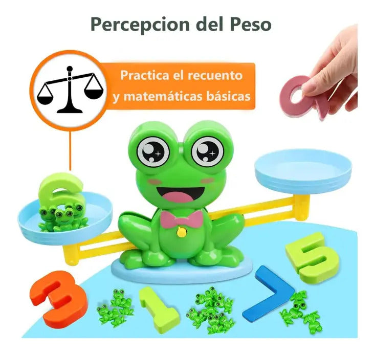 Balanza Matemática de Ranitas con 30 Tarjetas