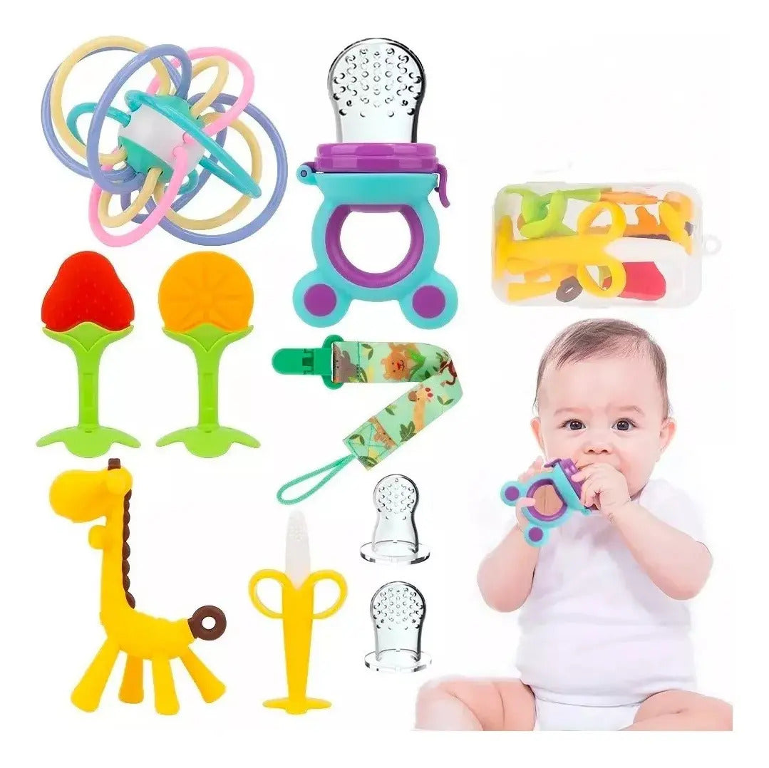 Kit de Mordedores y Accesorios para Bebé · 10 Piezas
