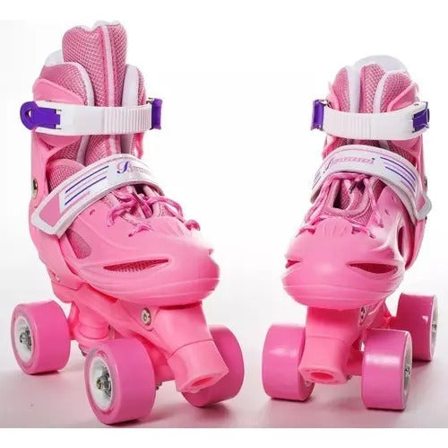 Patines de 4 Ruedas Ajustables Rosados · XS, S y M