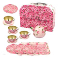 Set de té de juguete con flores y caja