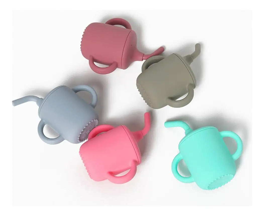 Vaso de Silicona con Rosca, Asas y Bombilla · 150 ml
