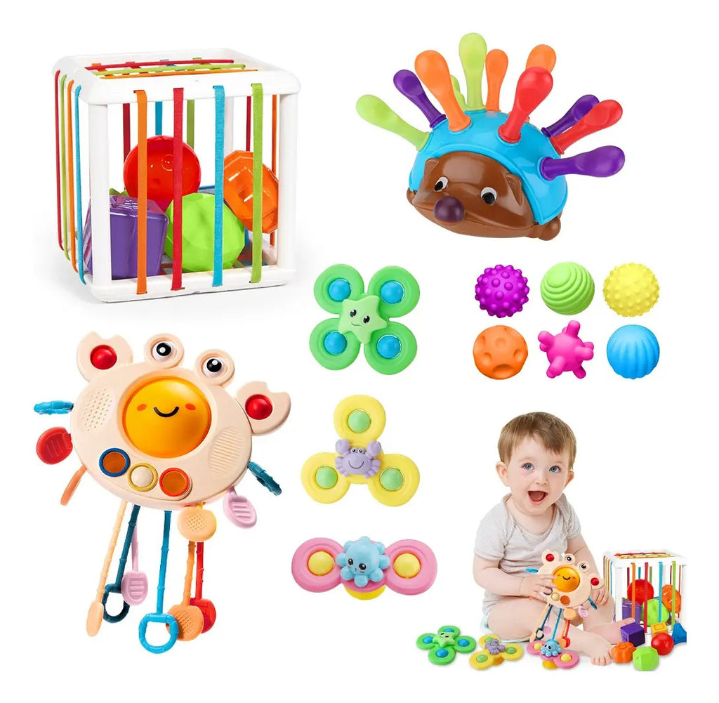 Set de Estimulación para Bebé · 5 Tipos de Juguetes