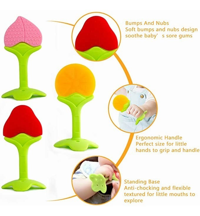 Set de 3 Accesorios · Chupete de Frutas y Mordedores