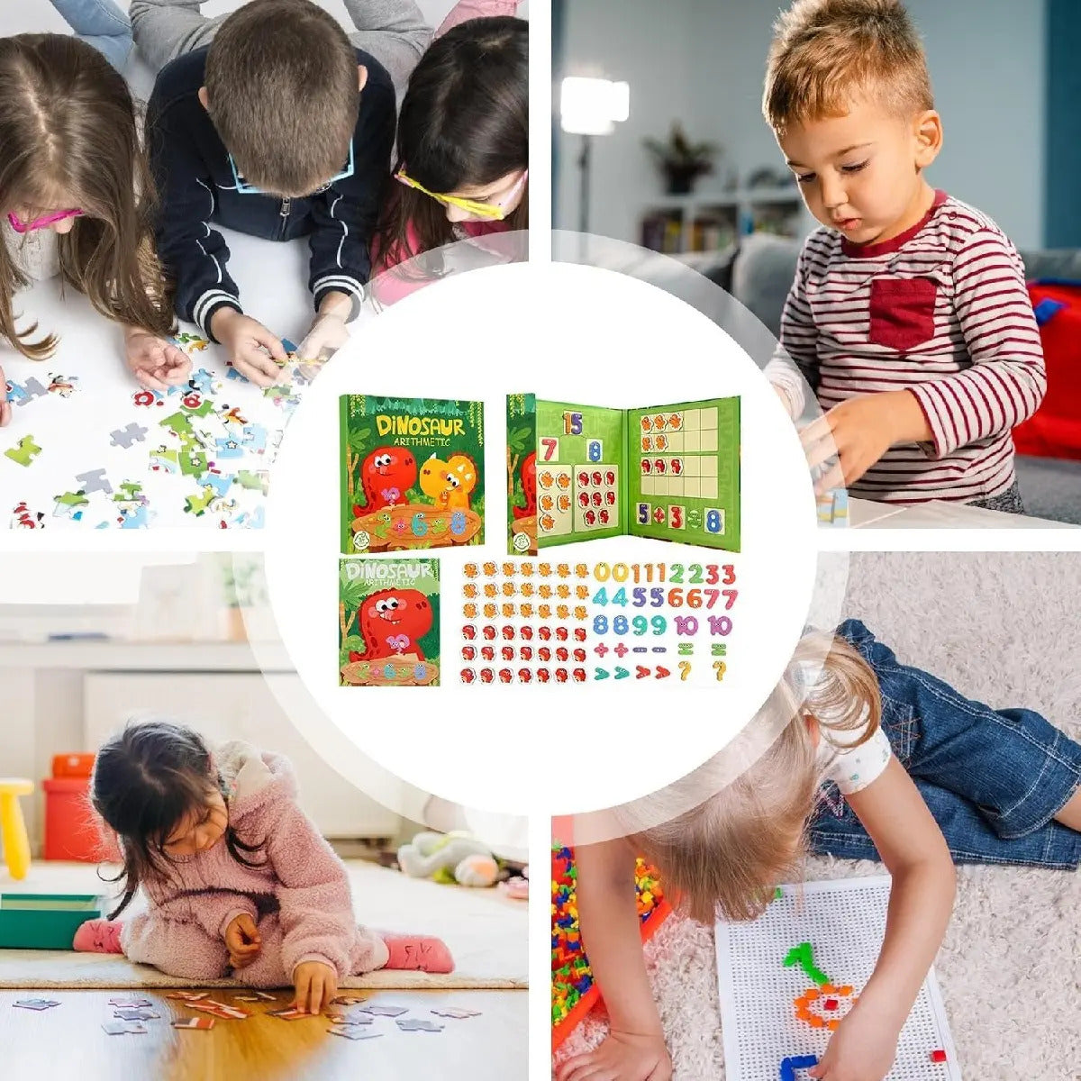 Libro Sensorial Juego Matemático Montessori Dinosaurios