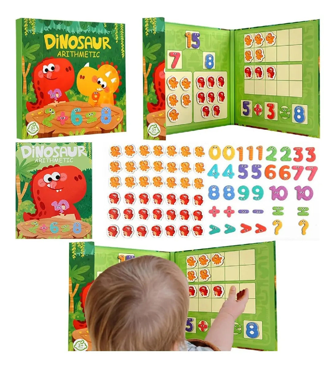 Libro Sensorial Juego Matemático Montessori Dinosaurios
