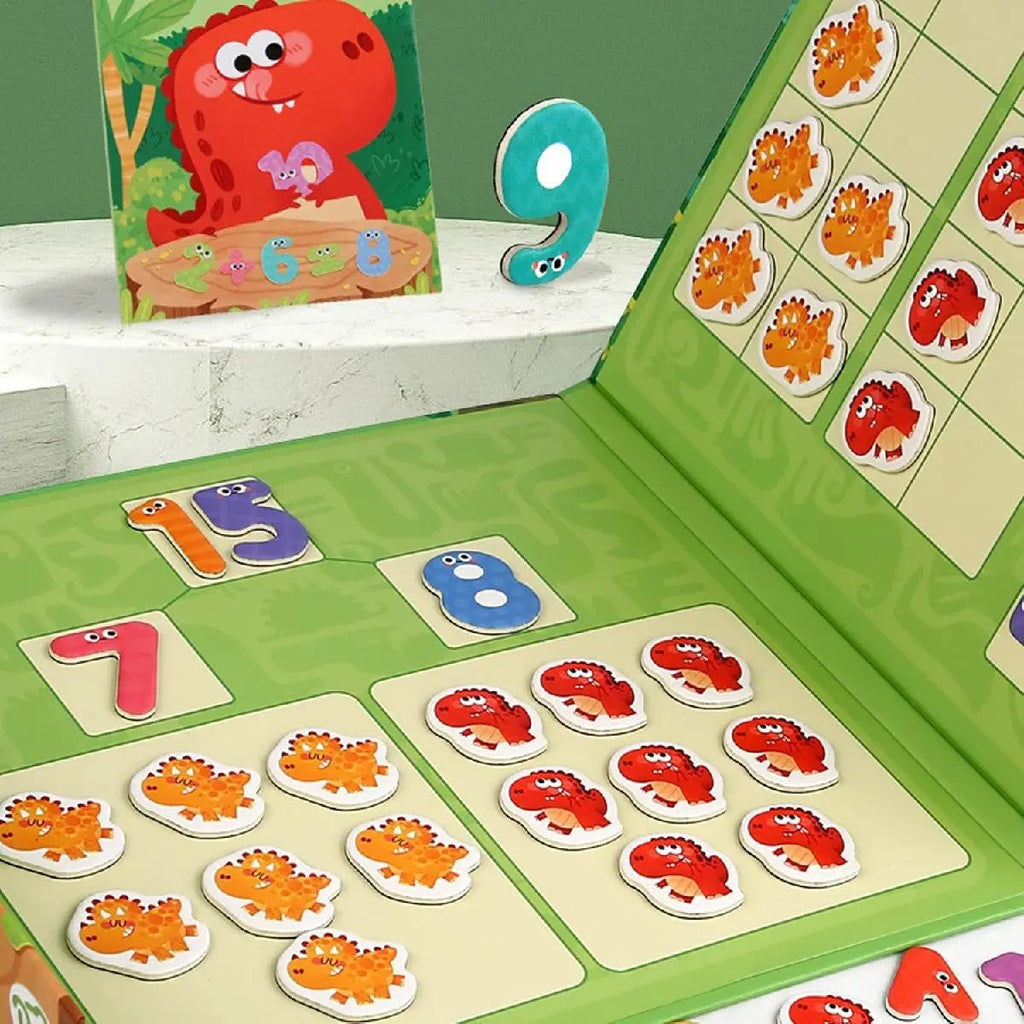 Libro Sensorial Juego Matemático Montessori Dinosaurios