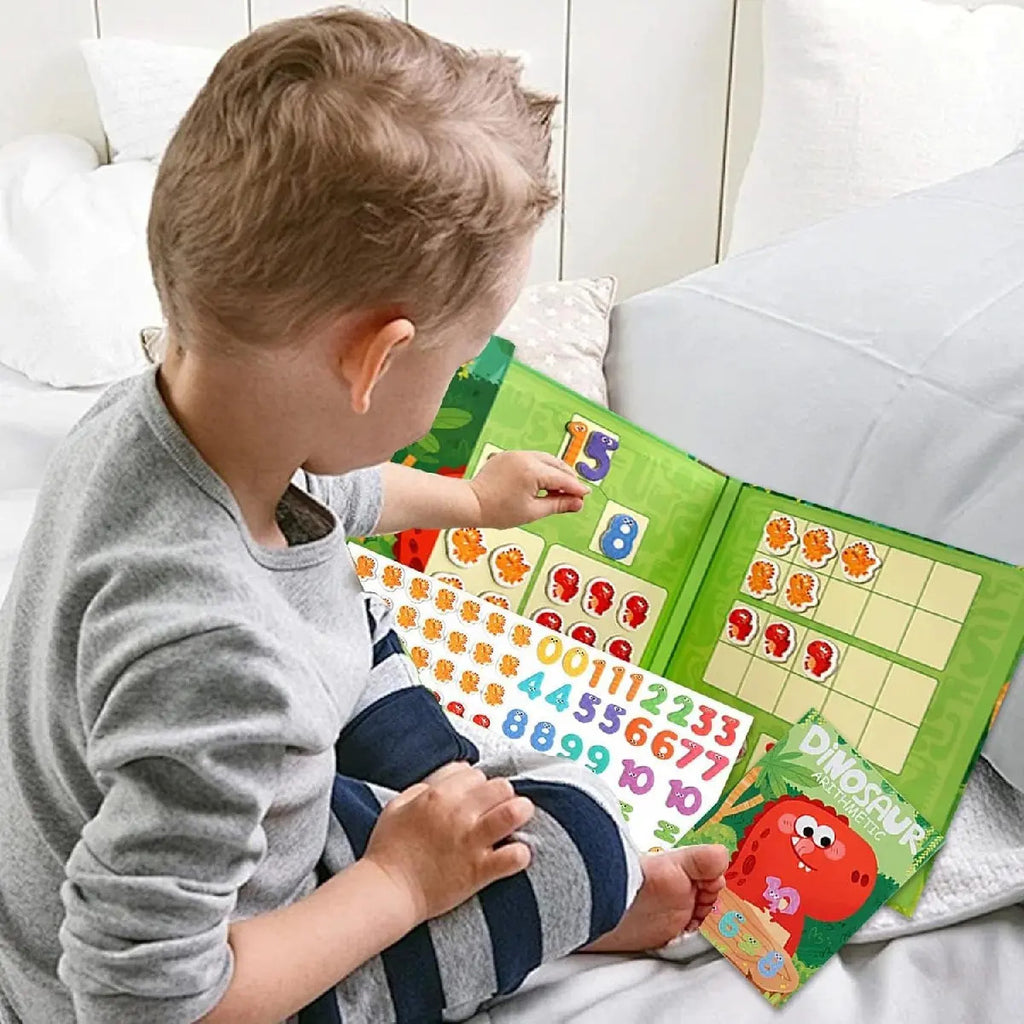 Libro Sensorial Juego Matemático Montessori Dinosaurios
