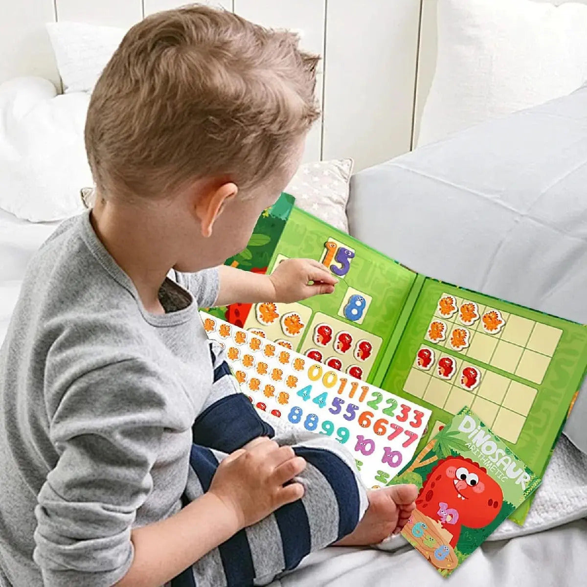 Libro Sensorial Juego Matemático Montessori Dinosaurios