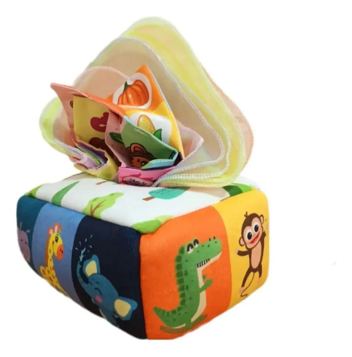 Caja De Pañuelos Tela Estimulacion Sensorial Bebé Gav Import