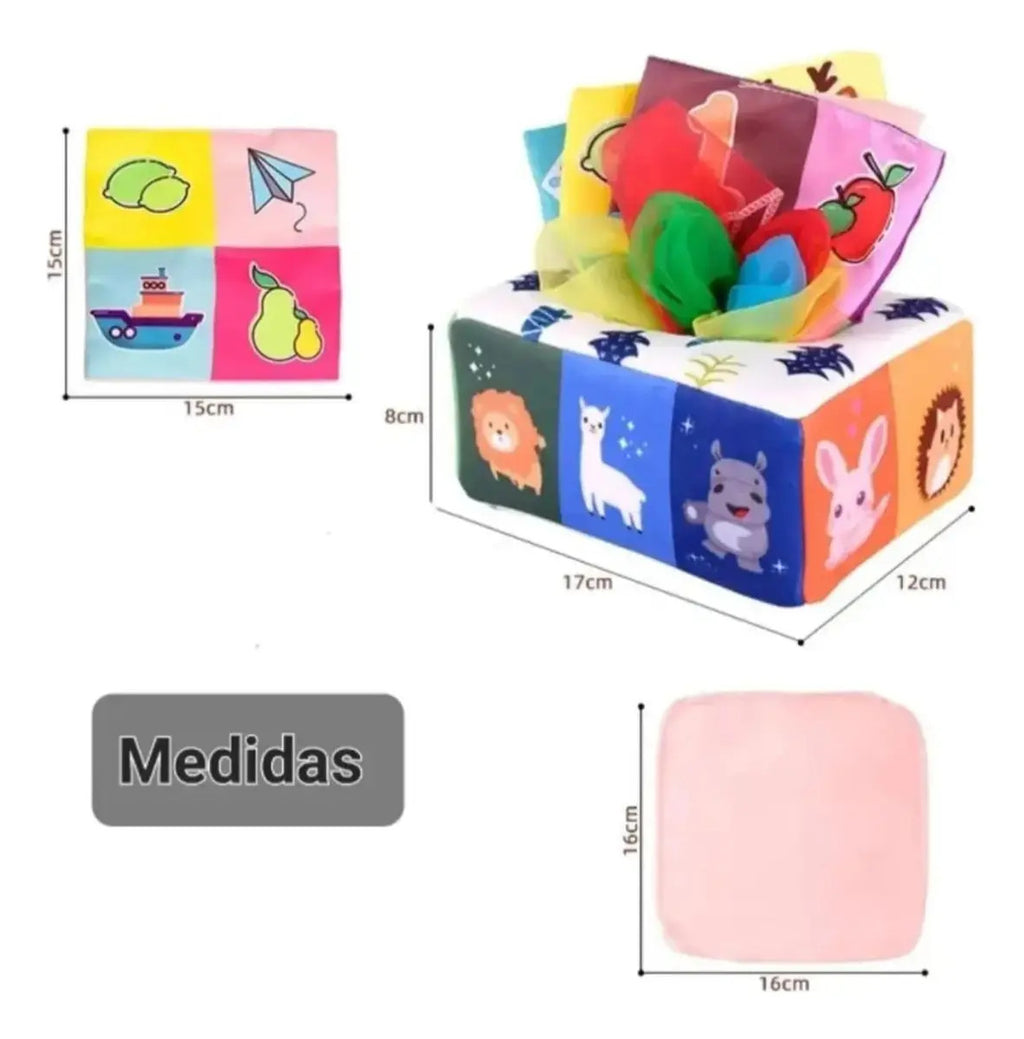 Caja De Pañuelos Tela Estimulacion Sensorial Bebé Gav Import