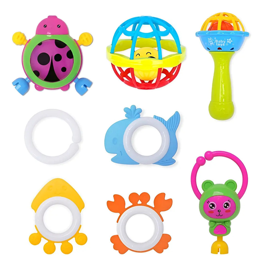Set 5 Sonajeros Mordedores Sensorial Para Bebes