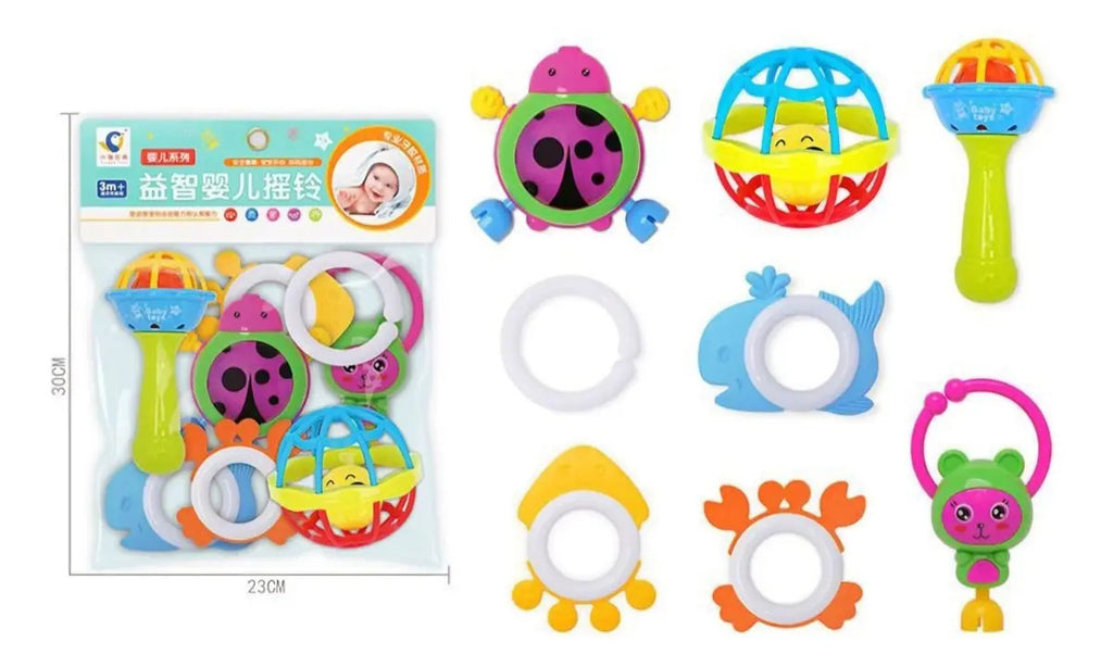 Set 5 Sonajeros Mordedores Sensorial Para Bebes