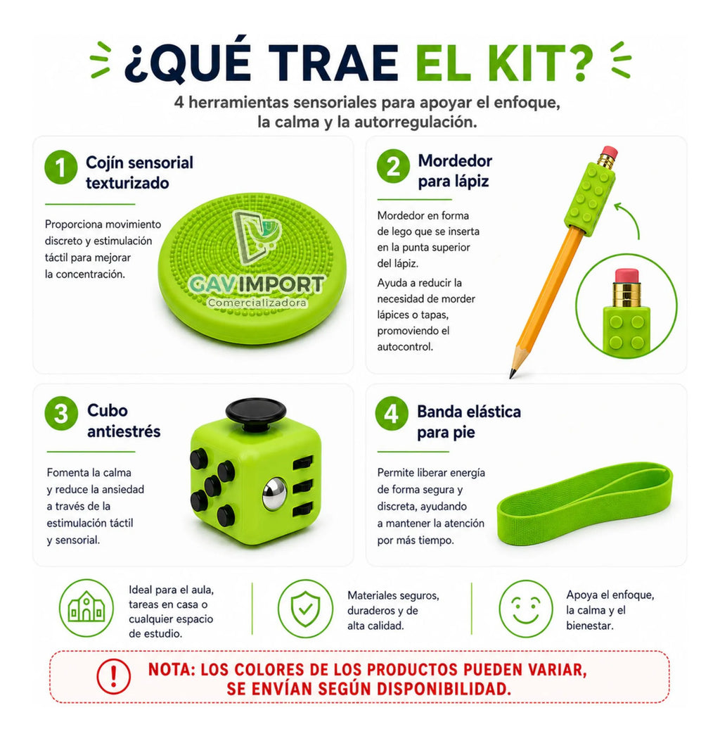 Pack Sensorial Escolar, Antiestres, Regulación Autismo Tdah