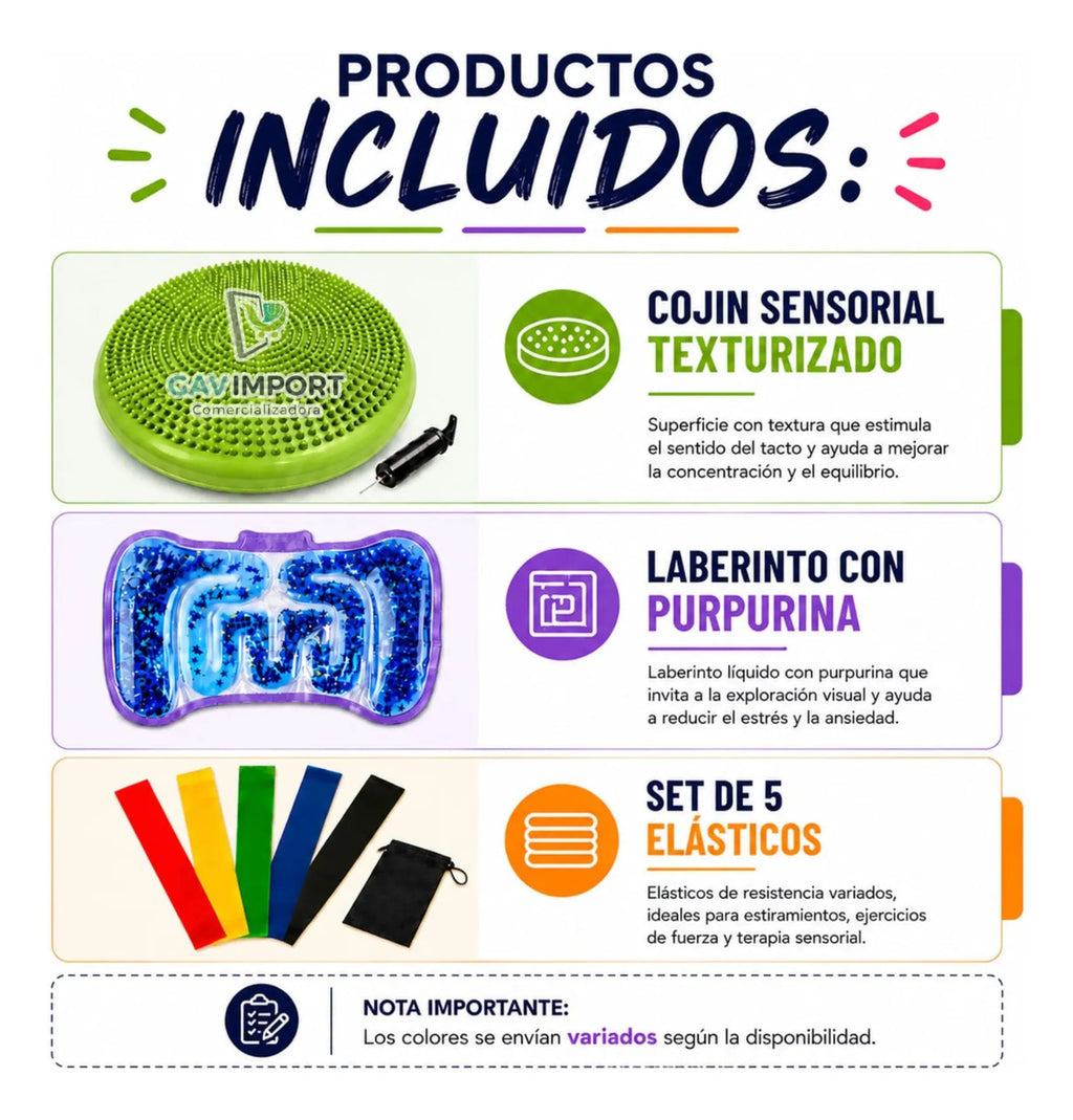Pack Sensorial Escolar, Regulación Tdah, Autismo, Niños Adu