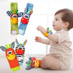 Kit Peluche Sensorial + Brazaletes + Calcetines Sonajer Bebe