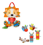 Kit Peluche Sensorial + Brazaletes + Calcetines Sonajer Bebe