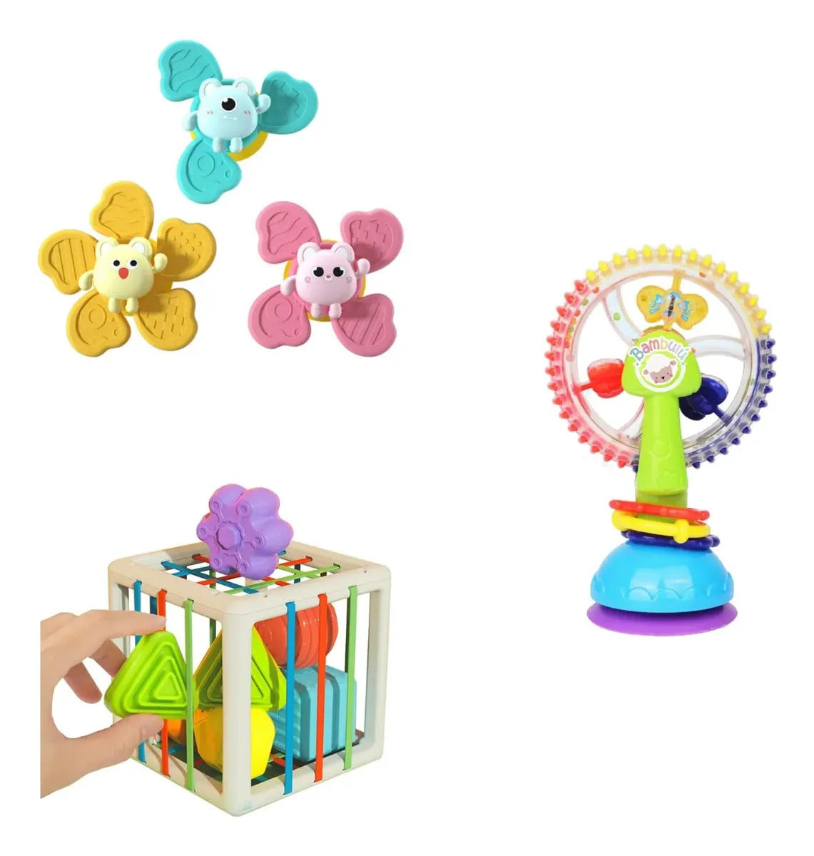 Pack Juguetes Sensoriales Montessori, Spinners, Cubo Bebe