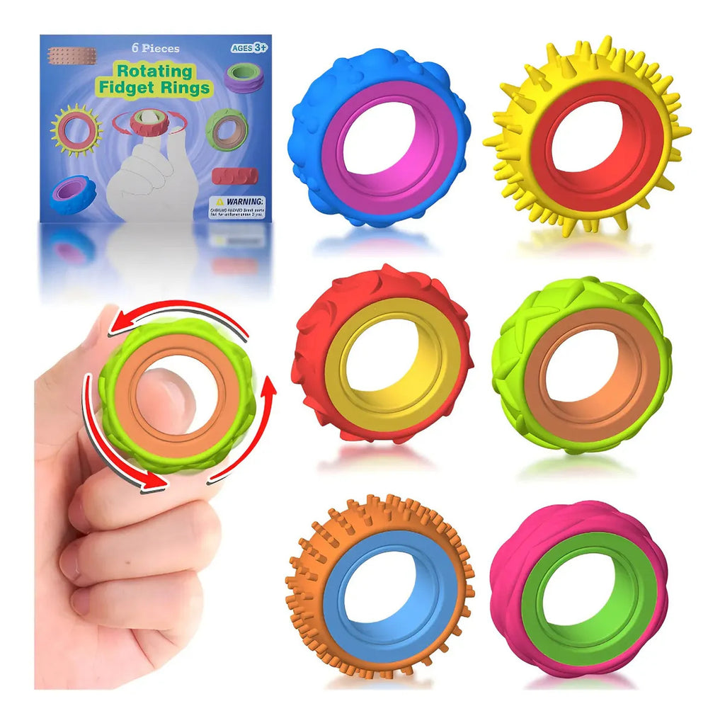 6 Anillos Sensoriales Giratorios Antiestrés Autismo Tea Tdah