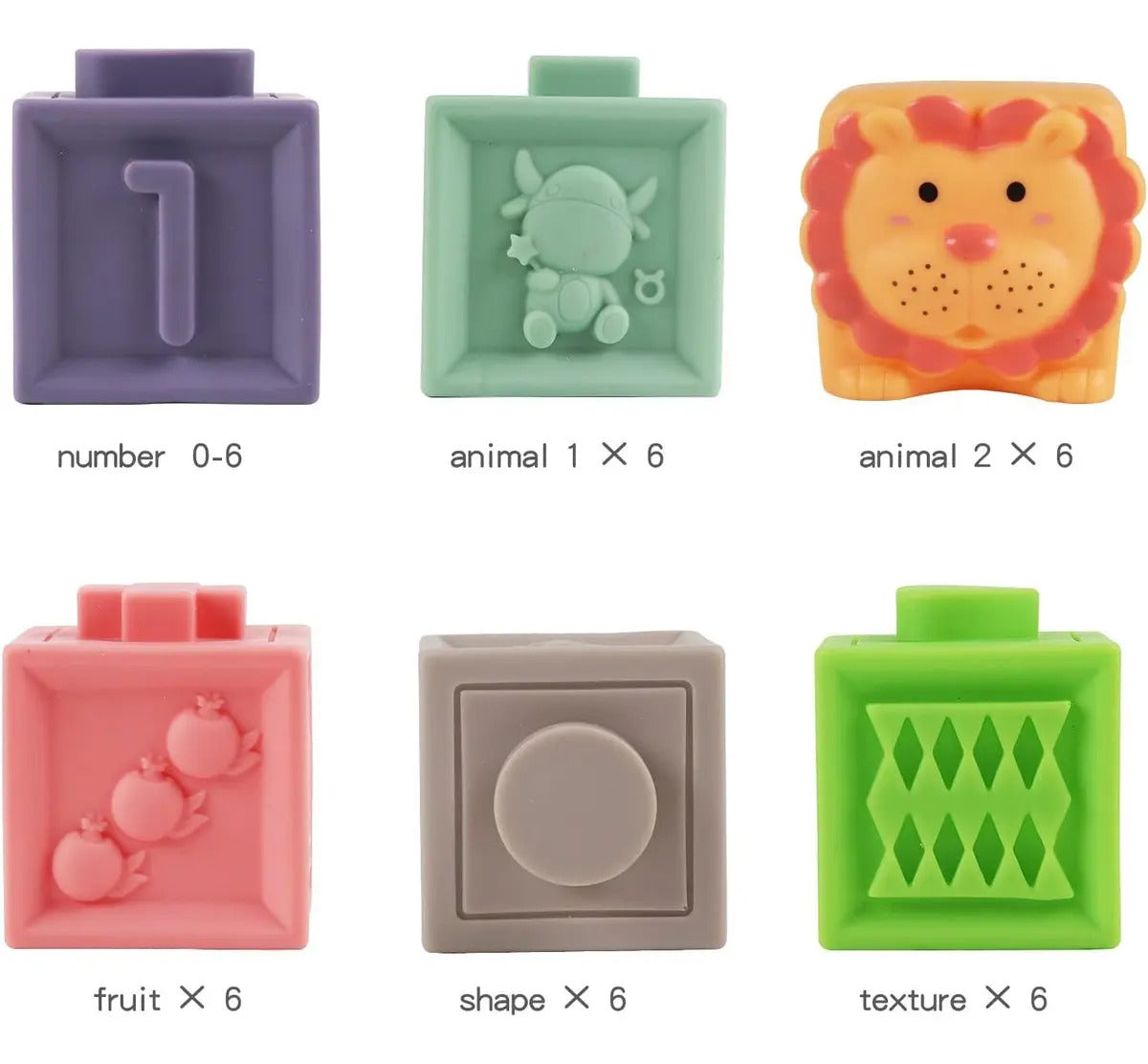 Set 12 Bloques Sensorial Y Cubo Mordedor Silicona Bebé +3m