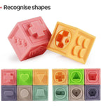 Set 12 Bloques Sensorial Y Cubo Mordedor Silicona Bebé +3m