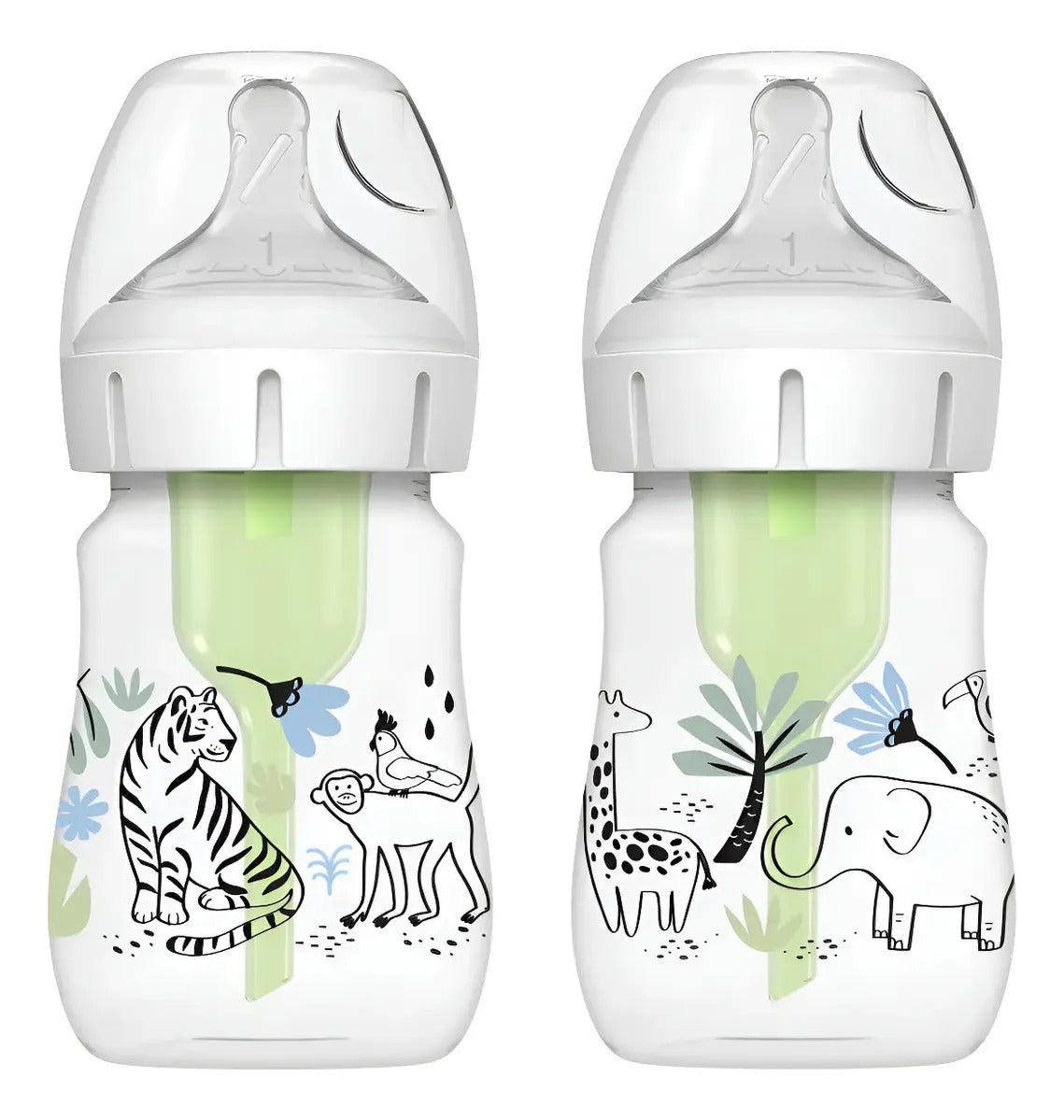 Pack 2 Mamaderas Boca Ancha Dr. Brown's Option+ 150ml Jungla