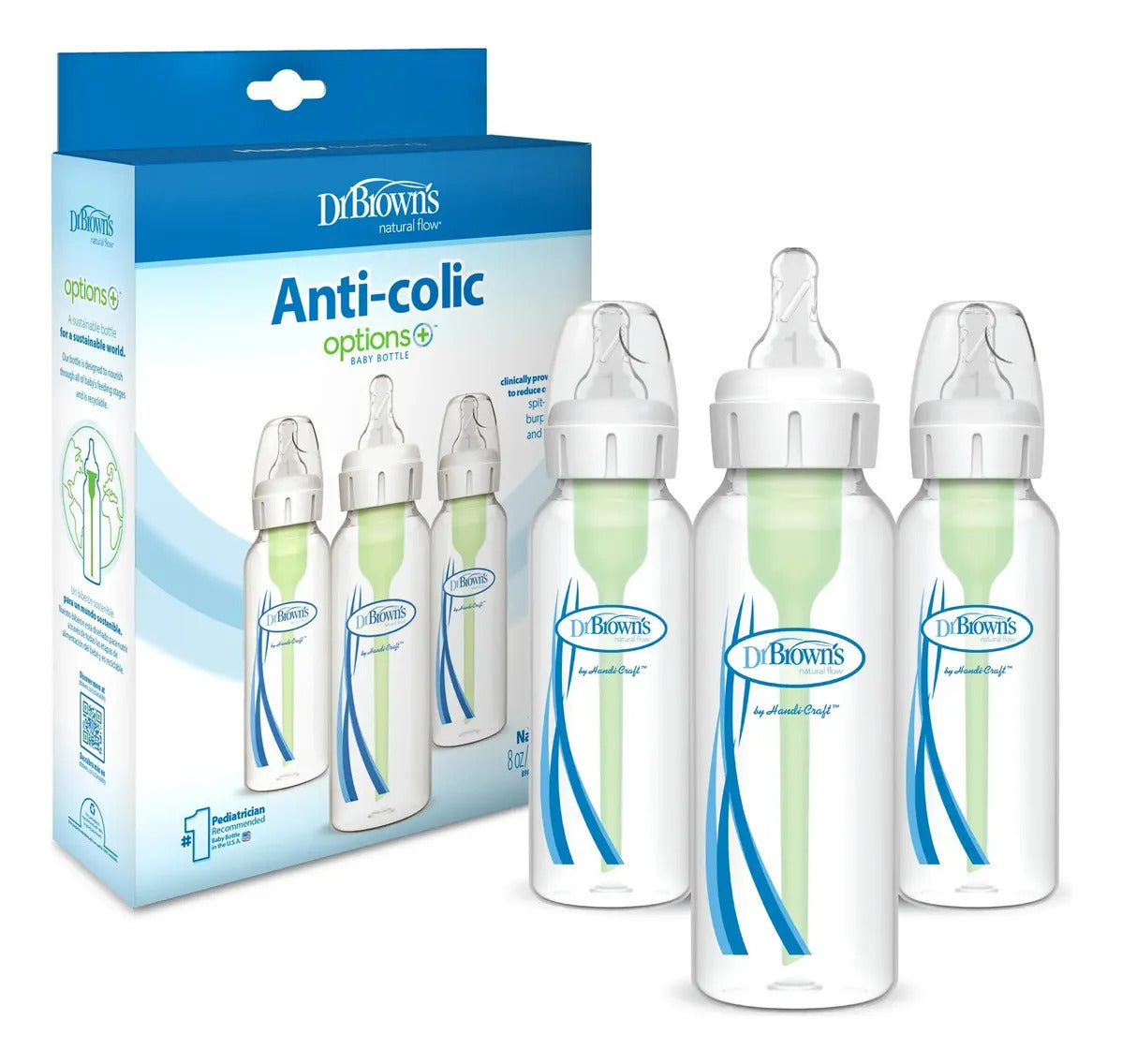 Pack 3 Mamaderas Boca Estándar Dr. Browns Options+ 250ml 0m+