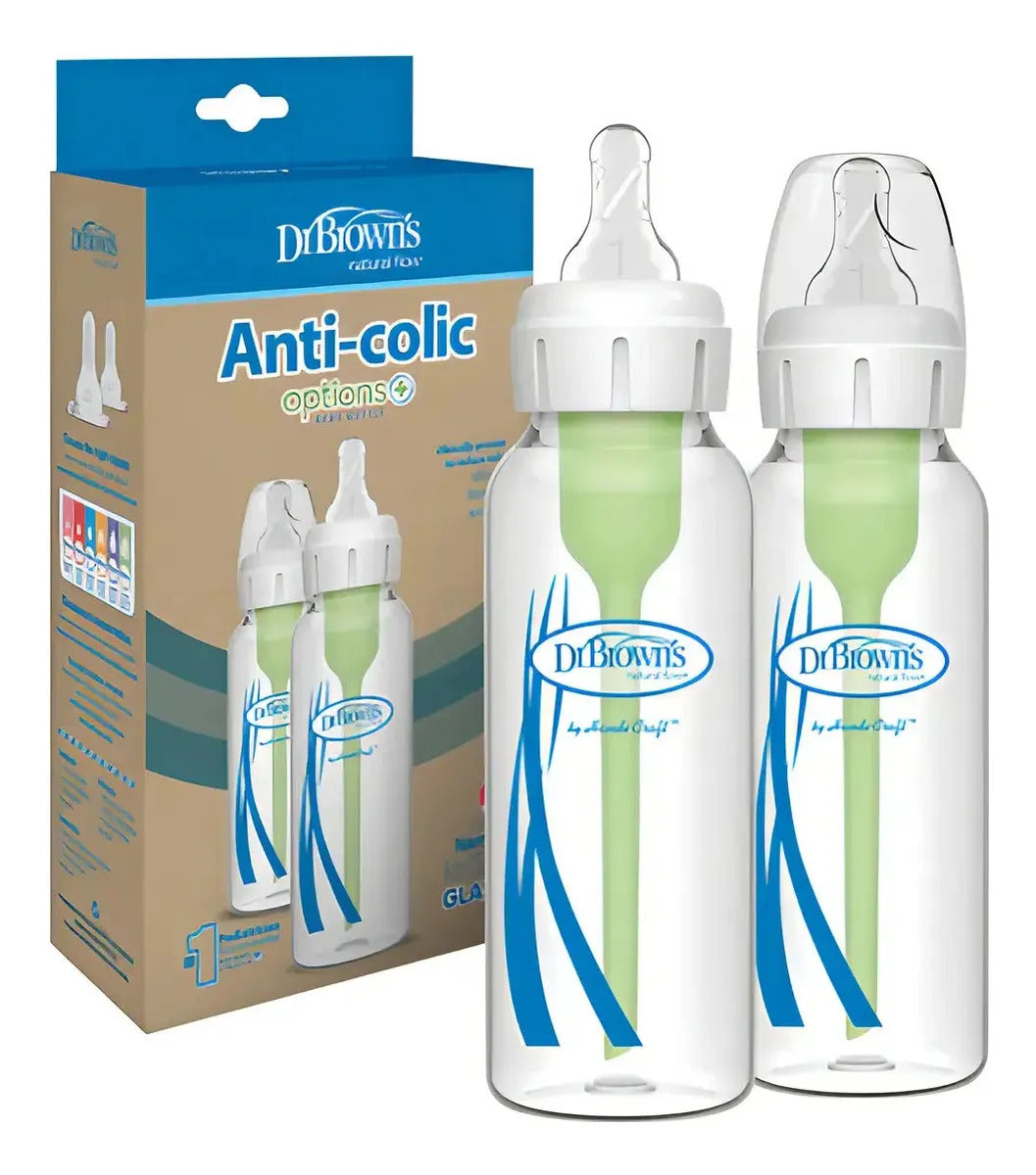 Pack 2 Mamaderas Dr Brown's Options+ Anticolico Vidrio 250ml
