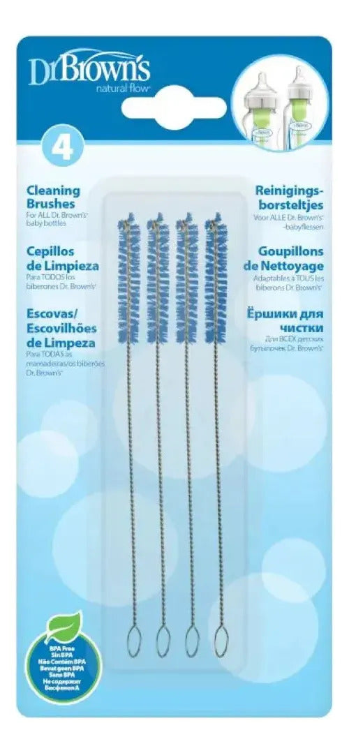 4 Cepillos Limpia Mamaderas Dr Brown's 4 Piezas Acero