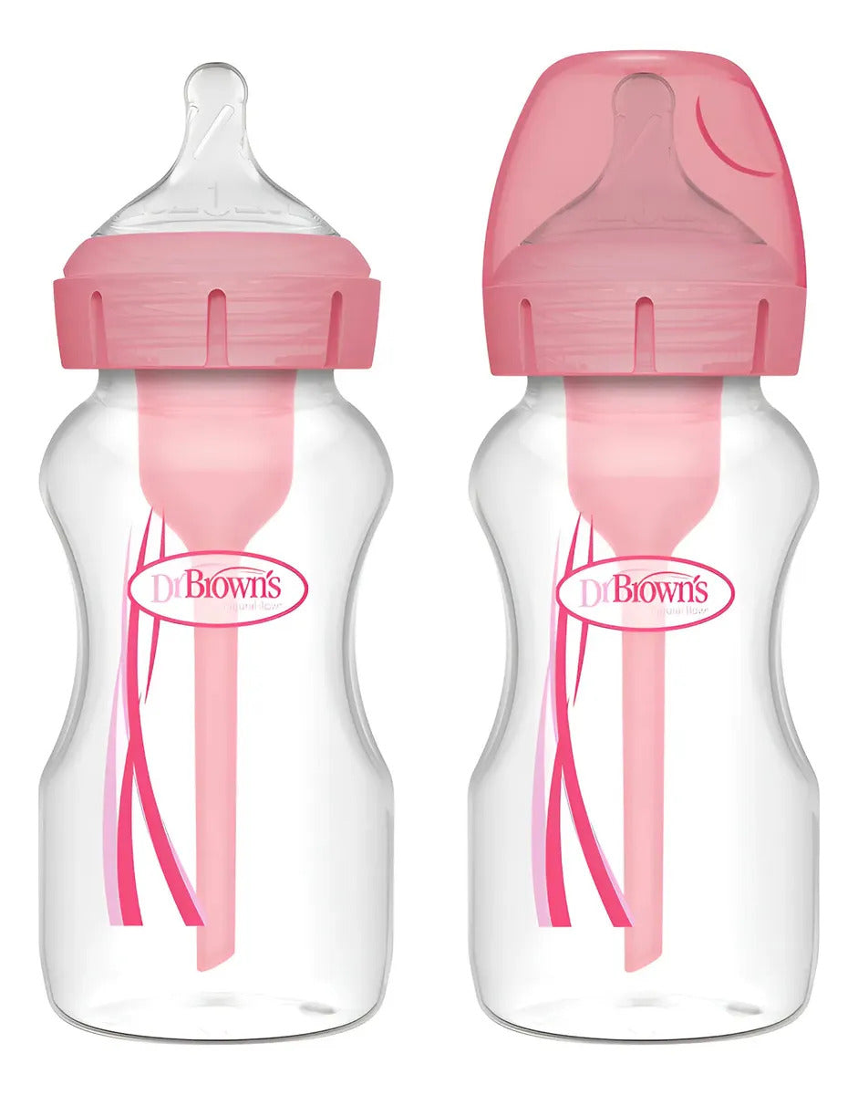 Pack 2 Mamaderas Boca Ancha Options+ Dr. Brown´s 270ml Rosa