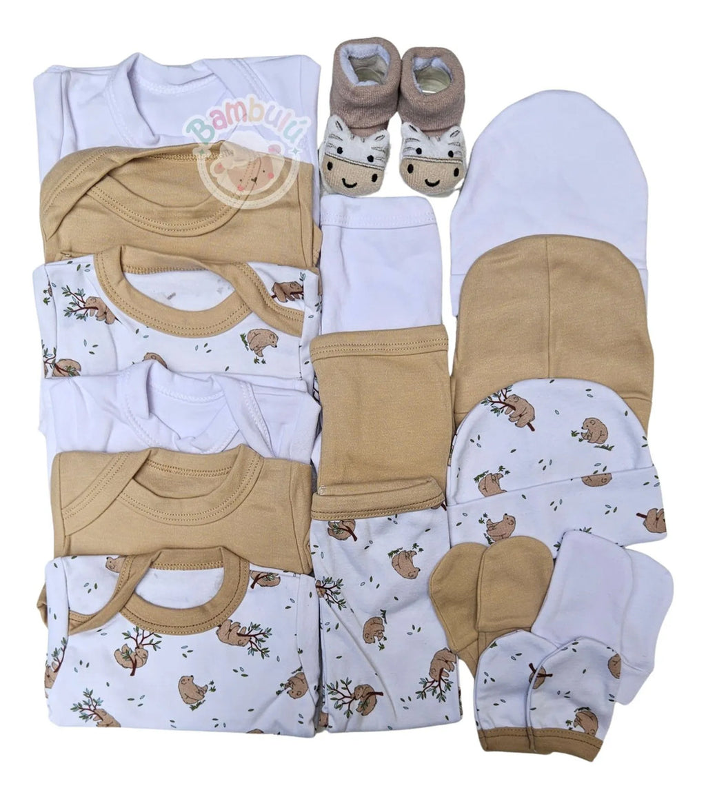 Pack Ajuar Bebe 100% Algodon 16 Piezas, Baby Shower